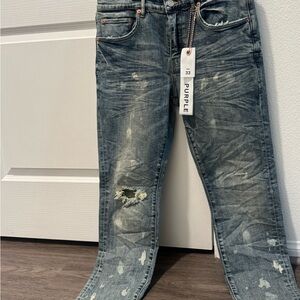 Purple Skinny Men's Distressed Blue Jeans - Size 33